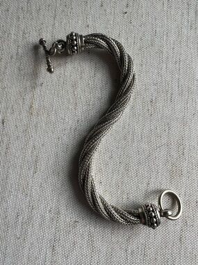 Braided Sterling Silver Chain Bracelet - Textured Multi-Strand Look